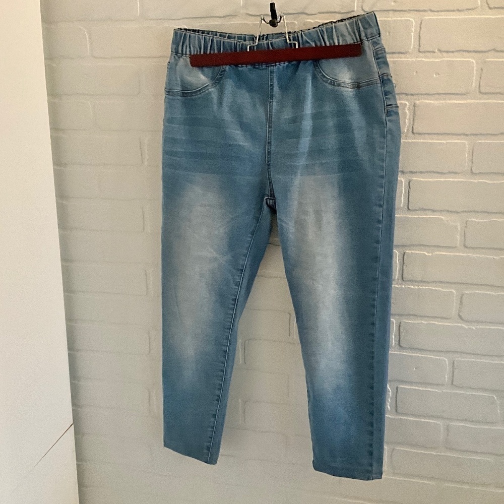 Shein Denim Jeans High rise Light wash Size Large